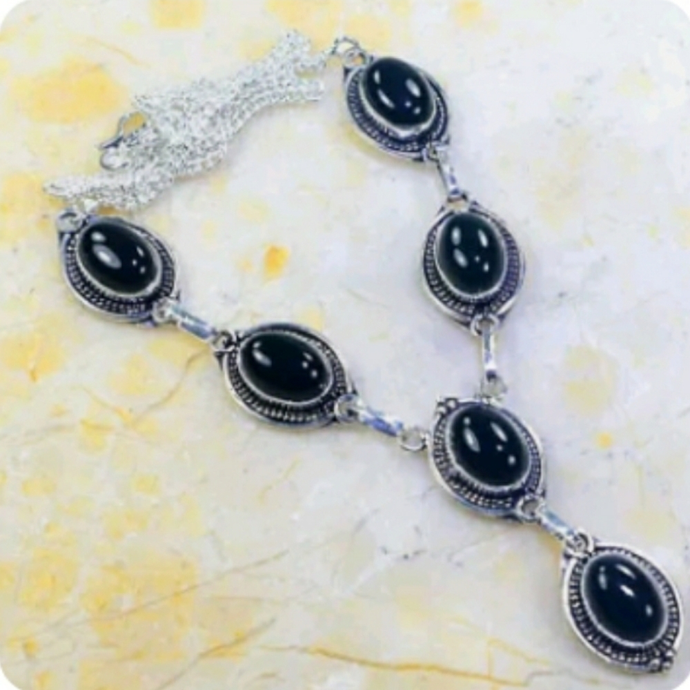 Black Onyx Handcrafted 925SS Necklace